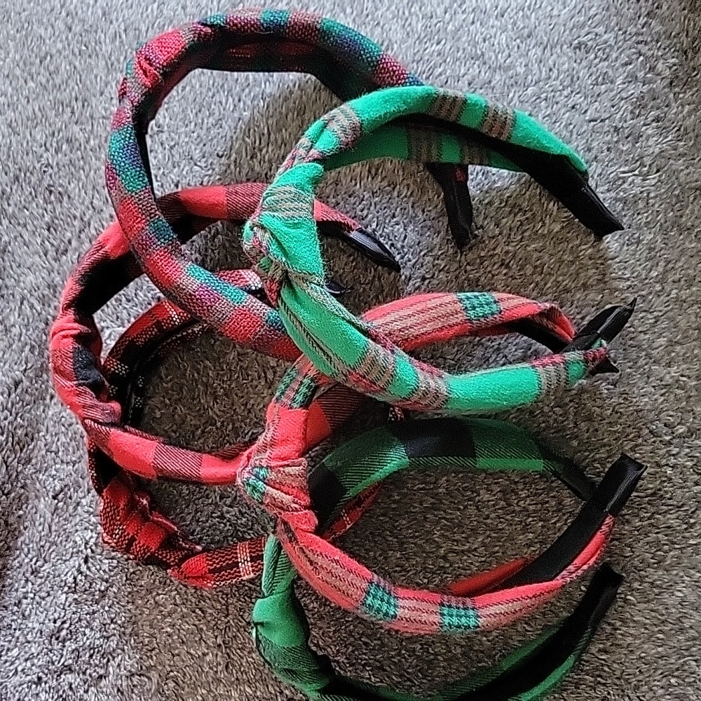6 piece plaid headbandset NWOT